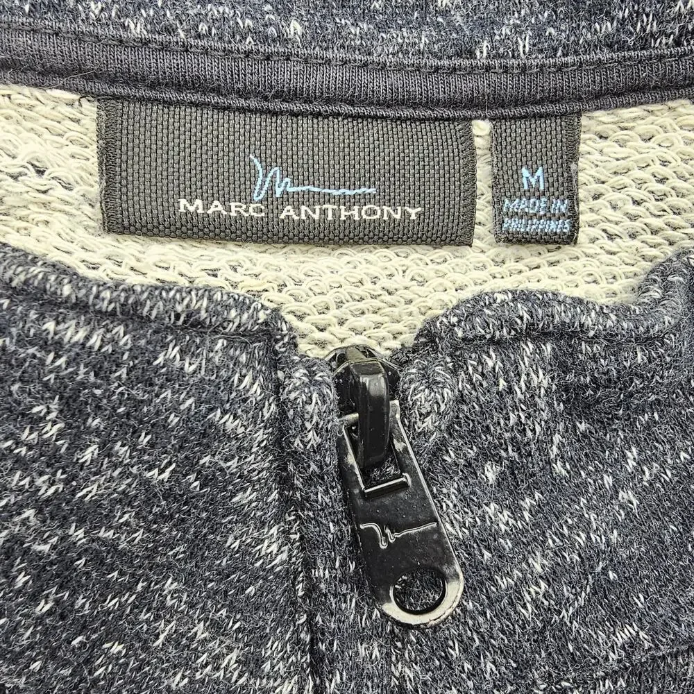 Marc Anthony Mens size M Full Zip Front Stand up Collar Jacket Heather Black